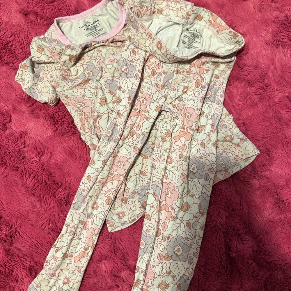Floral Pajama Set with Pink Accents